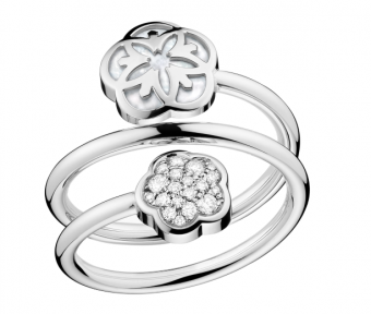 Украшение Кольцо из белого золота 750 пробы c бриллиантами и натуральным перламутром Omega FLOWER R603BC0600154