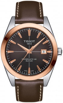 Наручные золотые часы Tissot T-Gold Gentleman Powermatic 80 Silicium T9274074629100 T927.407.46.291.00
