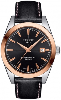 Наручные золотые часы Tissot T-Gold Gentleman Powermatic 80 Silicium T9274074605100 T927.407.46.051.00